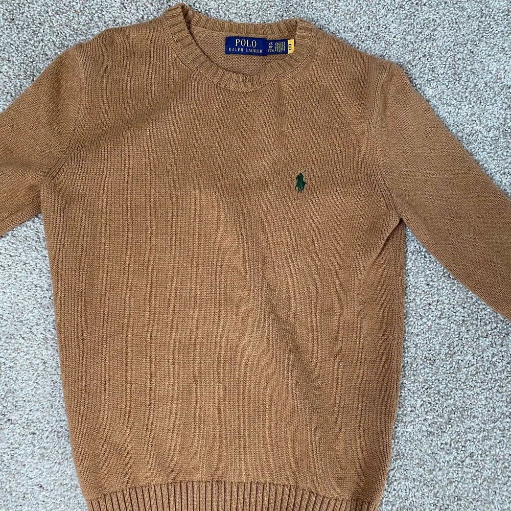 Polo Ralph Lauren Men's Tan/Brown Cotton Crewneck Sweater